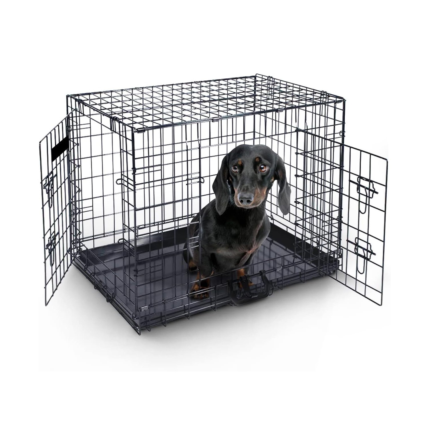 MaxxPet Cage pour Chien 63x44x50 cm - Avec poignée - Caisse de transport  pliante - 2 Portes - Panier de Transport pour Chien - Banc pour chien -  Noir - MANOMANO FR